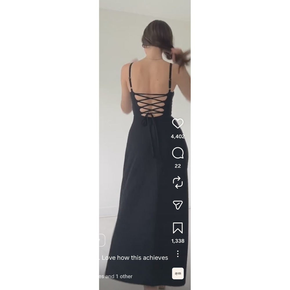 AYM Studio Everly Maxi Dress LBD Sustainable Tik Tok Fashion Black 3X NWT - Picture 4 of 13